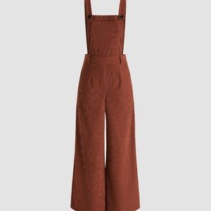 Burnt orange corduroy wide leg overalls